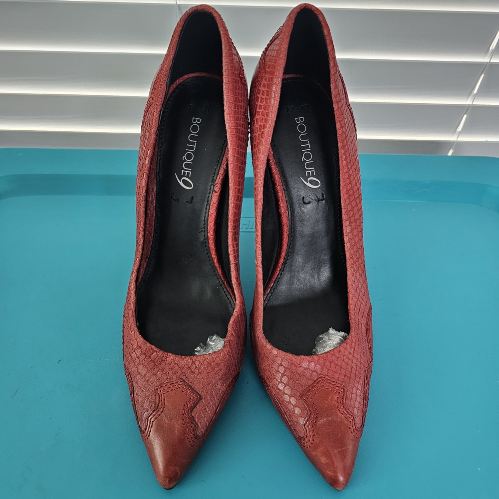 Boutique 9 Red Women's Sexy Heels Leather
